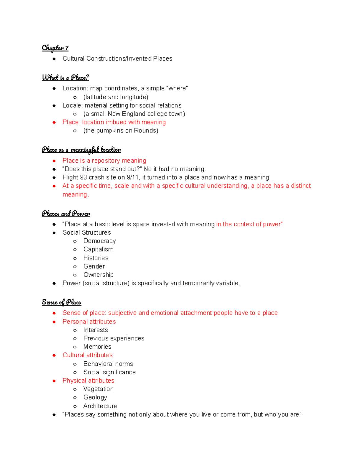 Chapter 7 - Chapte 7 Cultural Constructions/Invented Places Wha i Plac ...