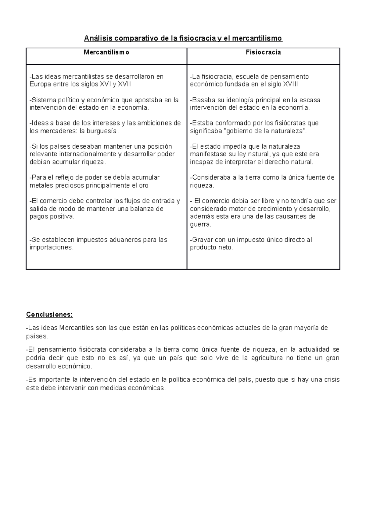 Análisis Comparativo De La Fisiocracia Y El Mercantilismo Análisis Comparativo De La 4647