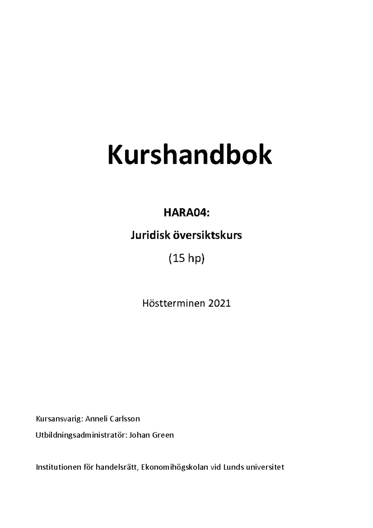 Kurshandbok HARA04 HT 2021 - Kurshandbok HARA04: Juridisk översiktskurs ...