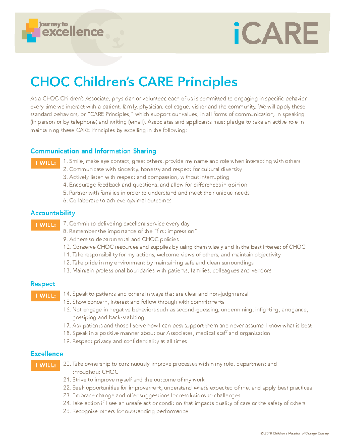 ICARE behaviors notes As a CHOC Children’s Associate, physician or