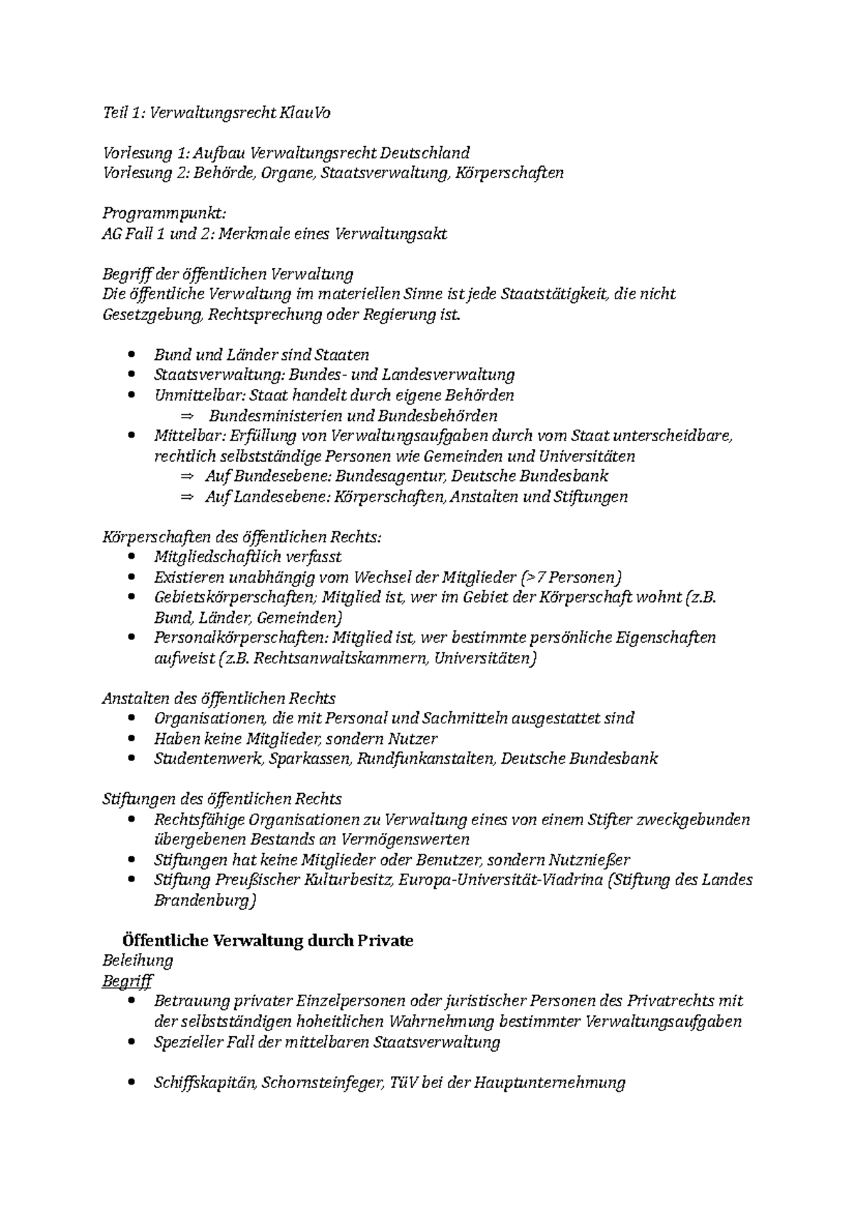 Merkmale eines Verwaltungsaktes - Teil 1: Verwaltungsrecht KlauVo ...