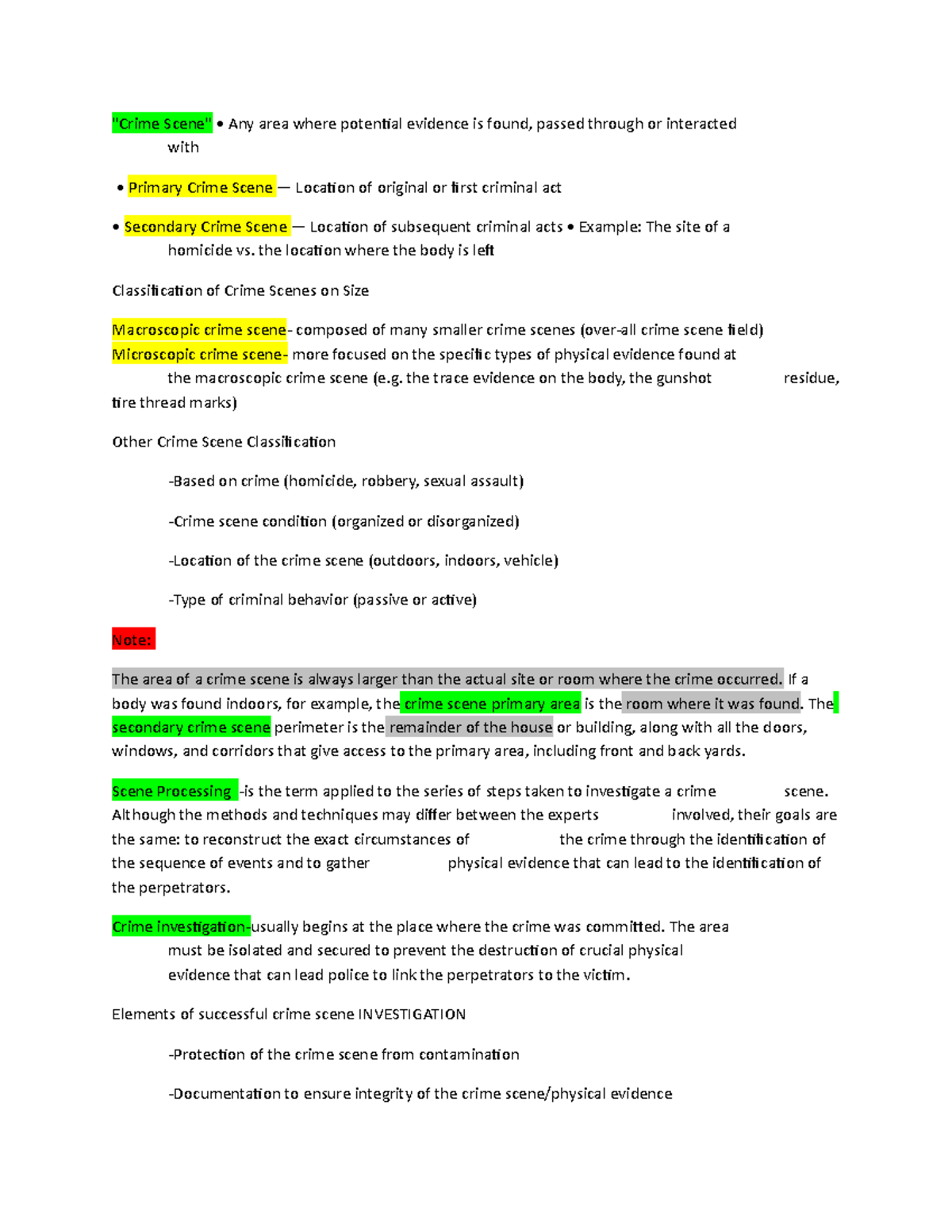 Crime Scene •-WPS Office - "Crime Scene" • Any area where potential