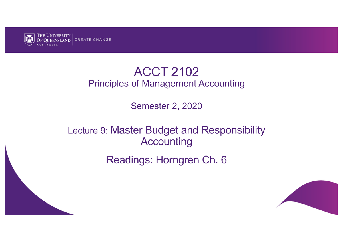 ACCT2102 Lecture 3 - ACCT 2102 Principles Of Management Accounting ...