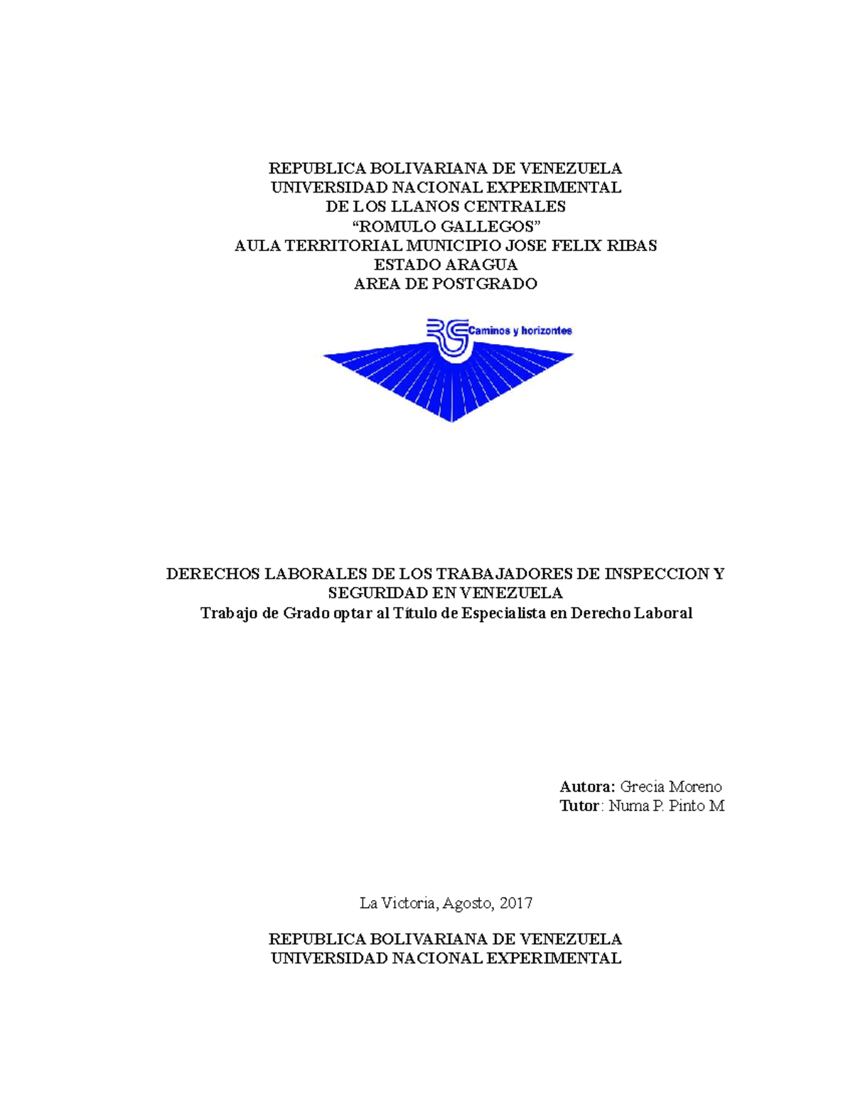 Tesis Derecho Laboral - REPUBLICA BOLIVARIANA DE VENEZUELA UNIVERSIDAD ...