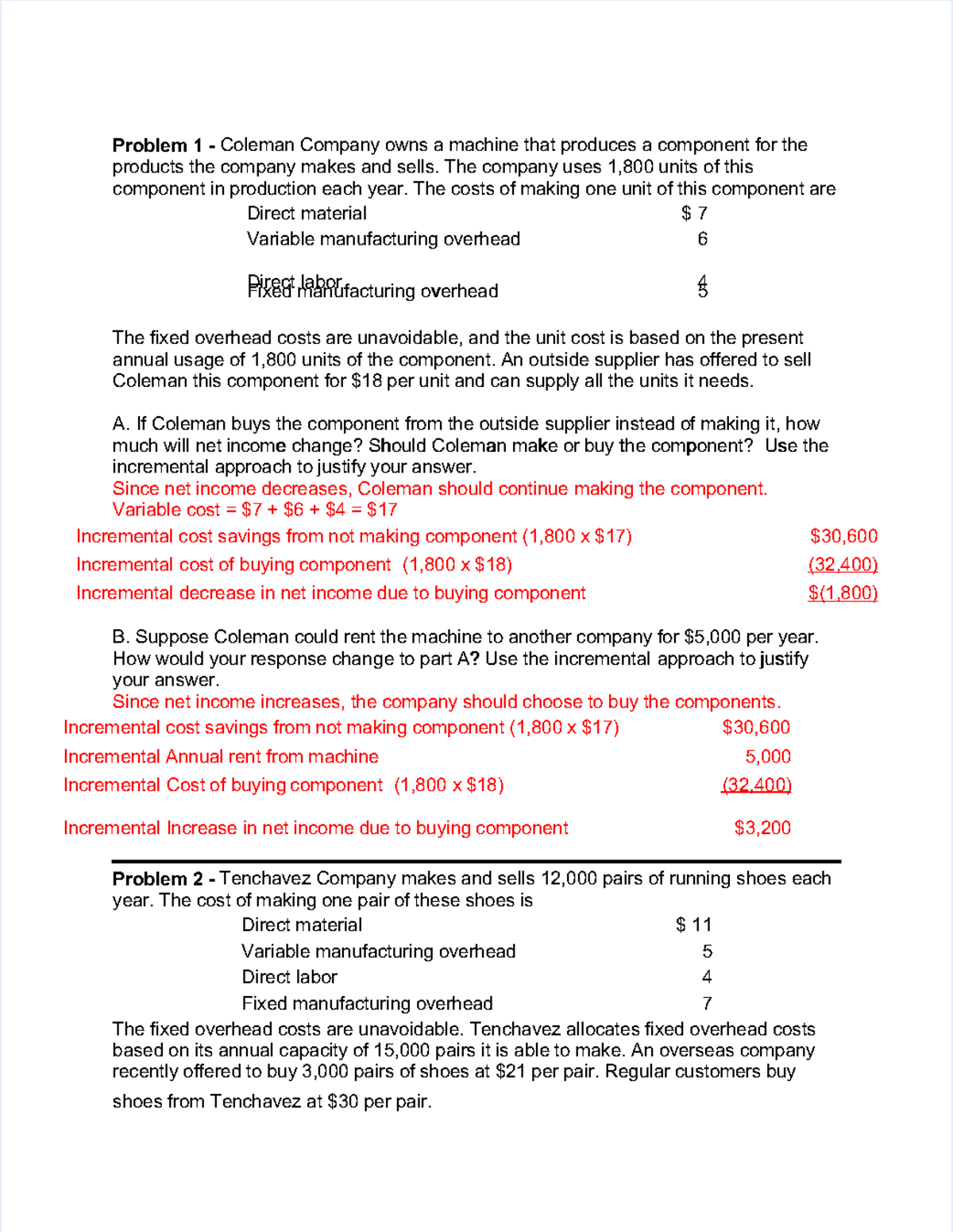Relevant Costing Sample Problems - Problem 1 -Problem 1 - Coleman ...