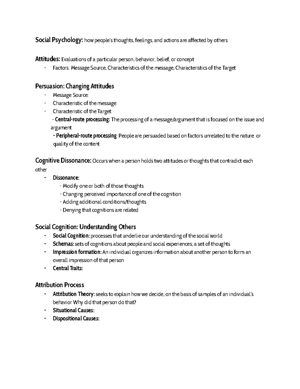 Chapter 12 Psych - Lecture notes 12 - Social Psychology: how people’s ...