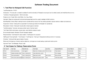 Software Testing Document - Test Plan for Notepad Edit Function Test ...