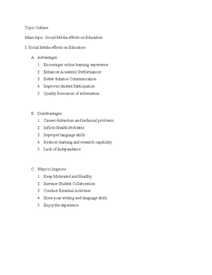 Sentence Outline Education Sentence Outline I In Our Findings