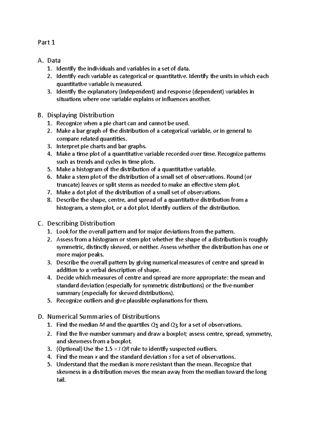 Chapter Summaries - Part 1 A. Data Identify the individuals and ...