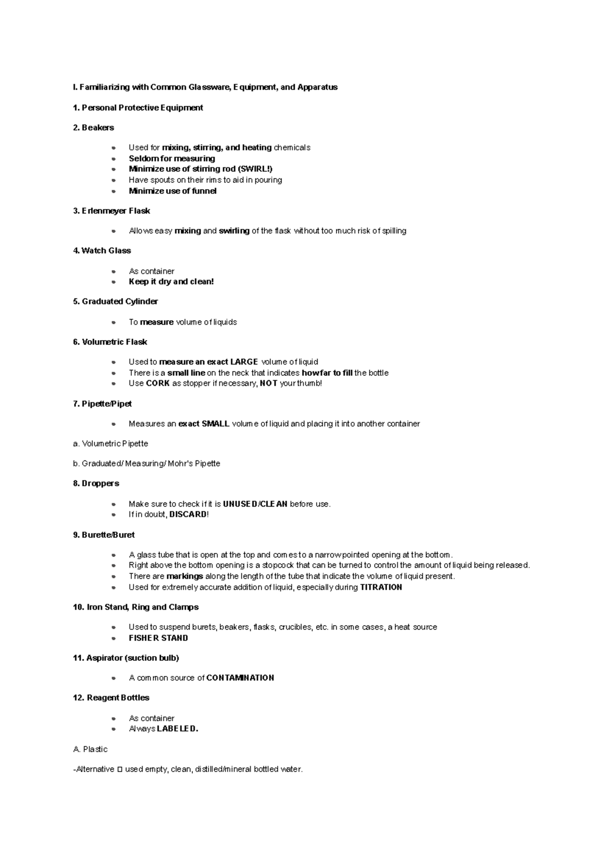 Pharm analysis M2.1 - I. Familiarizing with Common Glassware, Equipment ...