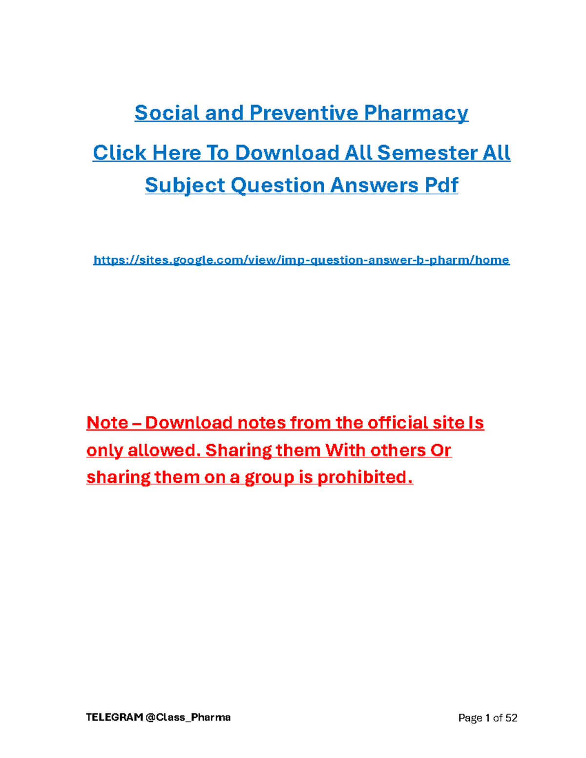 Social and preventive pharmacy 8th sem - Social and Preventive Pharmacy ...