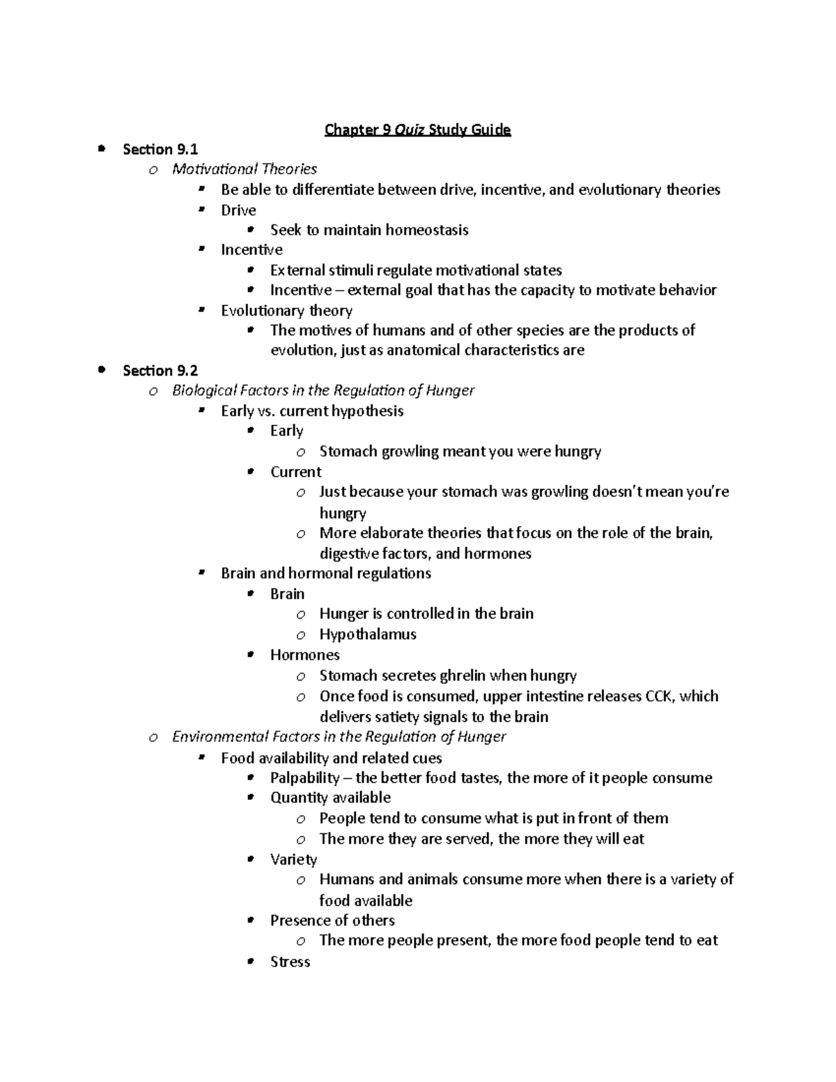Chapter 9 Quiz Study Guide - Chapter 9 Quiz Study Guide Section 9. o ...