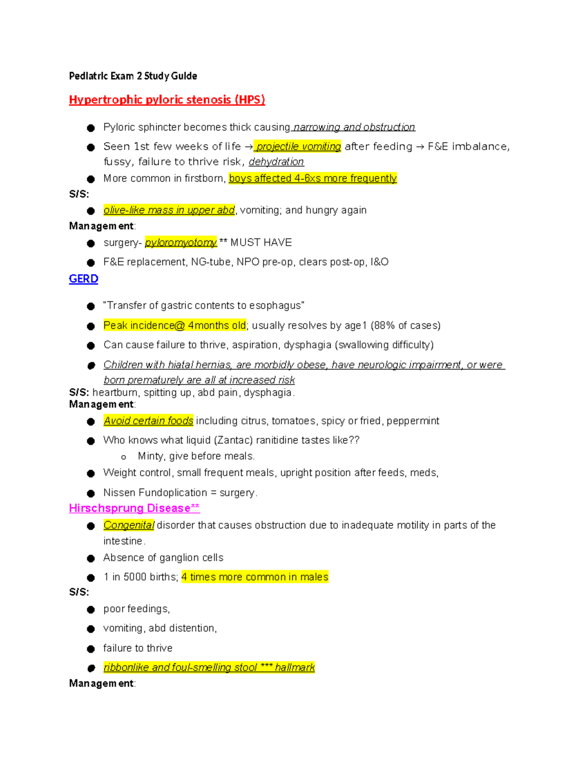 Pediatric Exam 2 Study Guide - Pediatric Exam 2 Study Guide ...