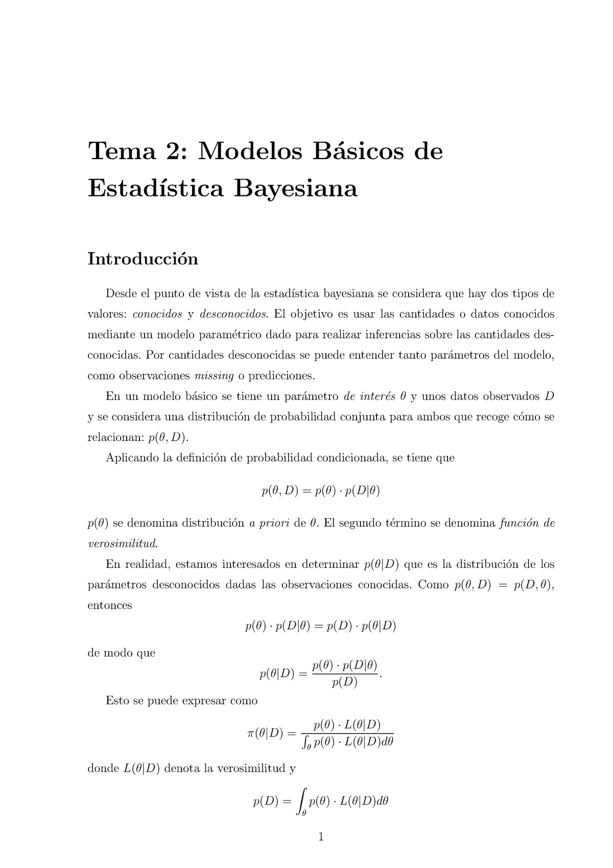 Tema2bayes - Dewwrerwe - Tema 2: Modelos B ́asicos De Estad ́ıstica ...