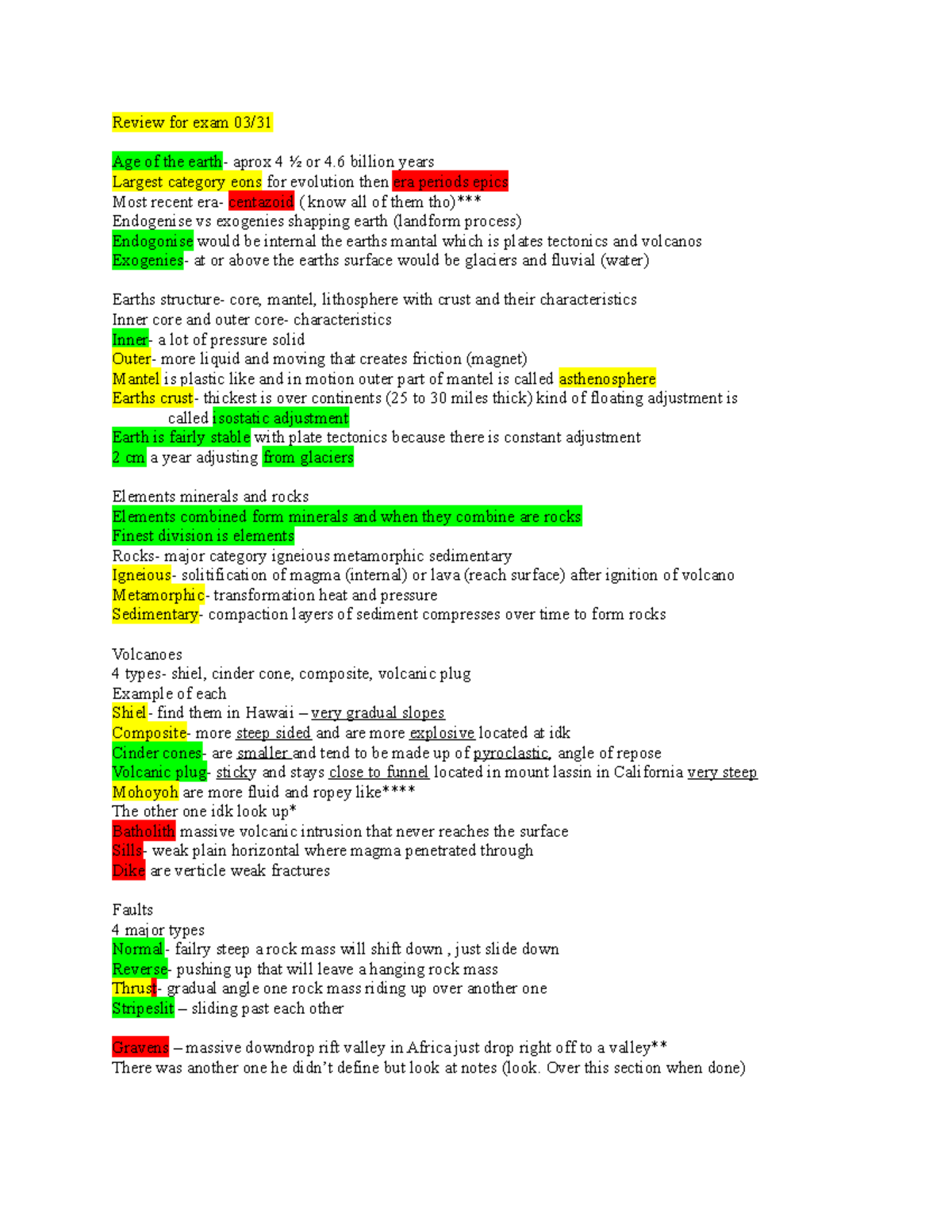 Physical geography exam 3 review Review for exam 03/ Age of the earth