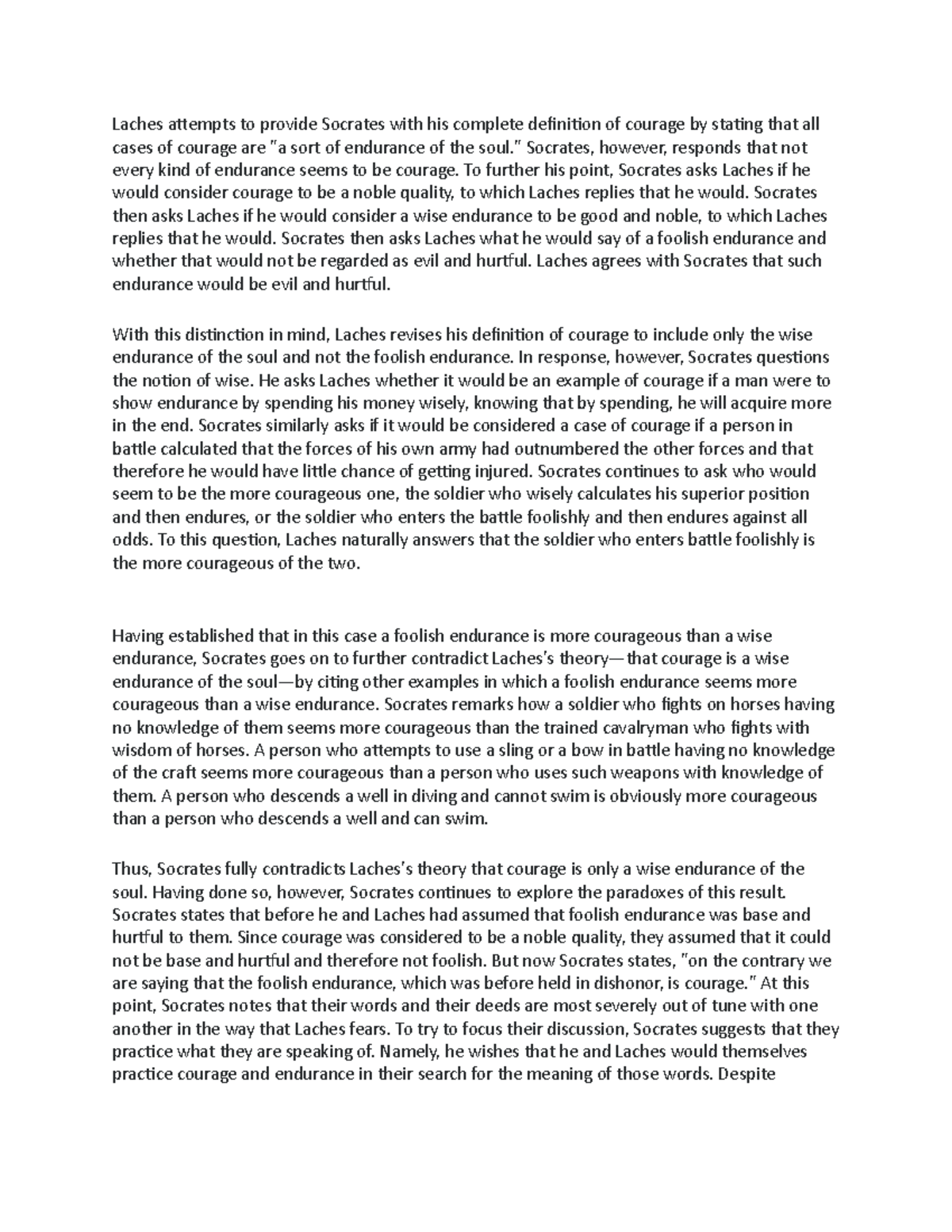 Philosophy 420 Lecture Notes Laches attempts to provide Socrates