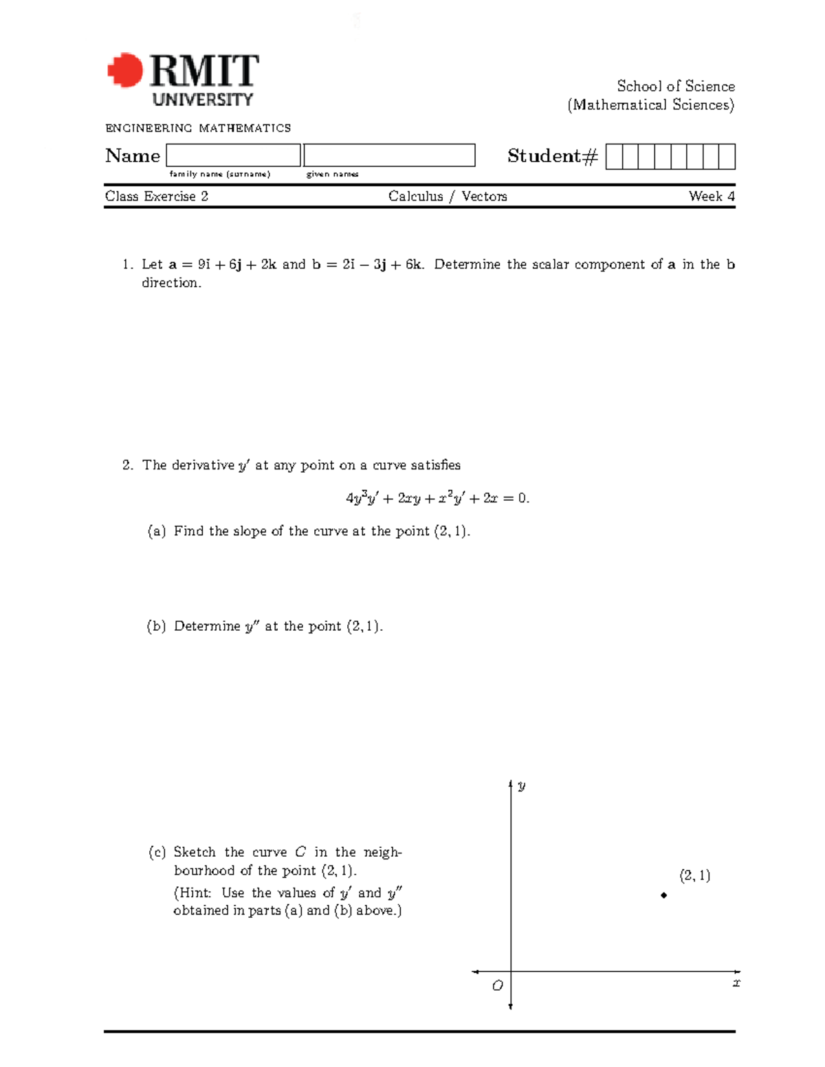 Ce02s1 - Practice Questions - School Of Science (mathematical Sciences 