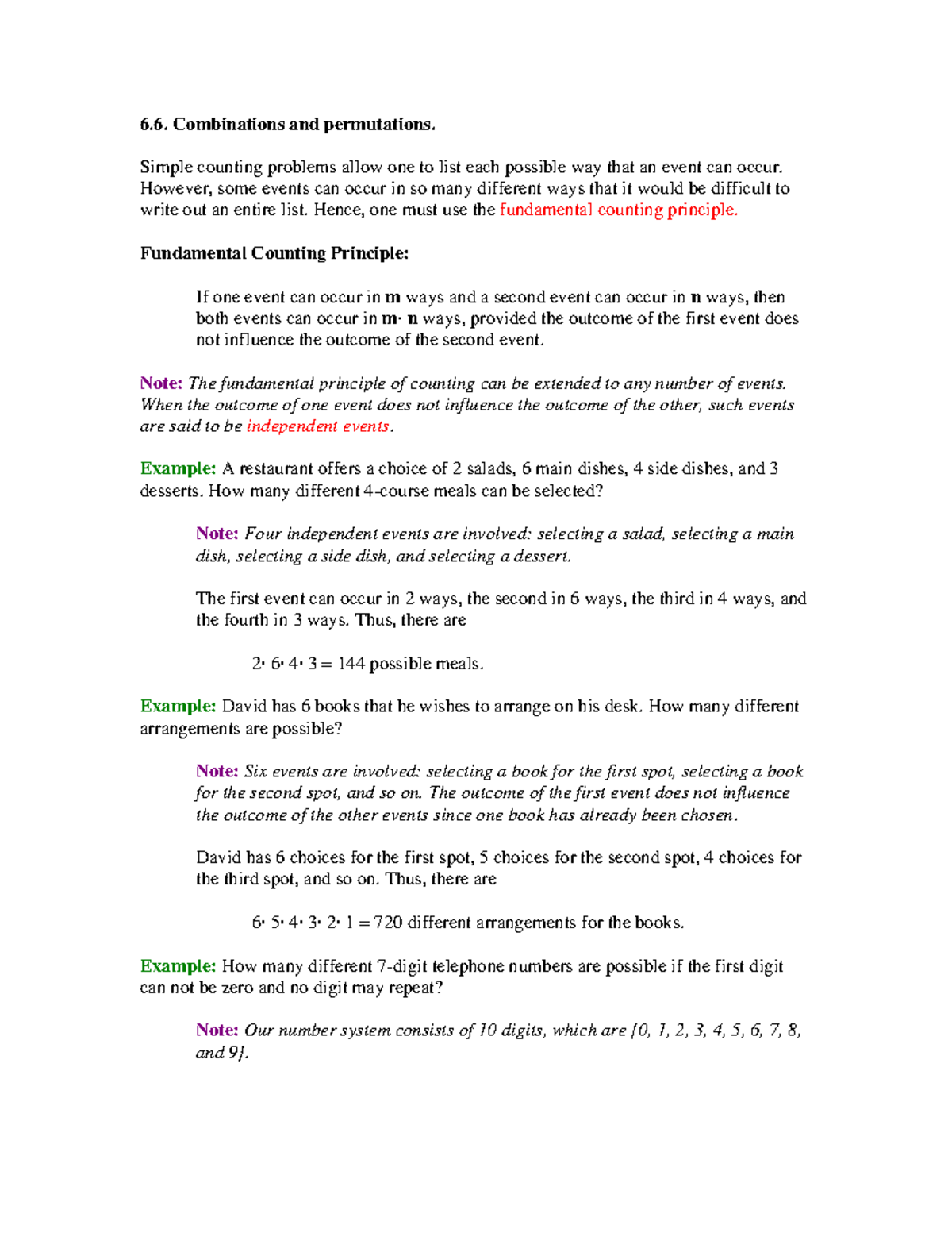 Basic Combination Permutation Rules Combinations and permutations. Simple counting problems