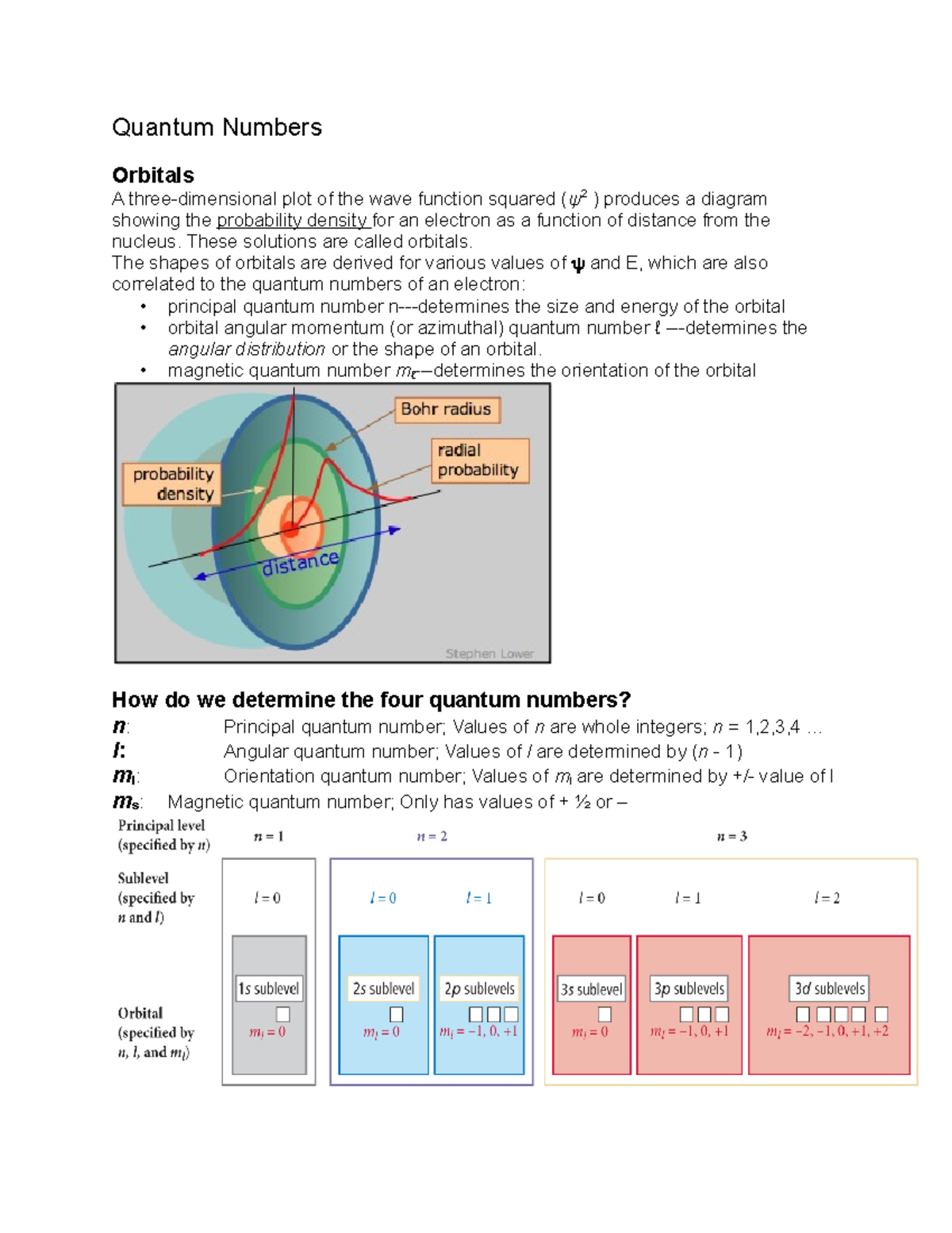 Quantum Numbers - Lecture notes 9 - Quantum Numbers Orbitals A three ...
