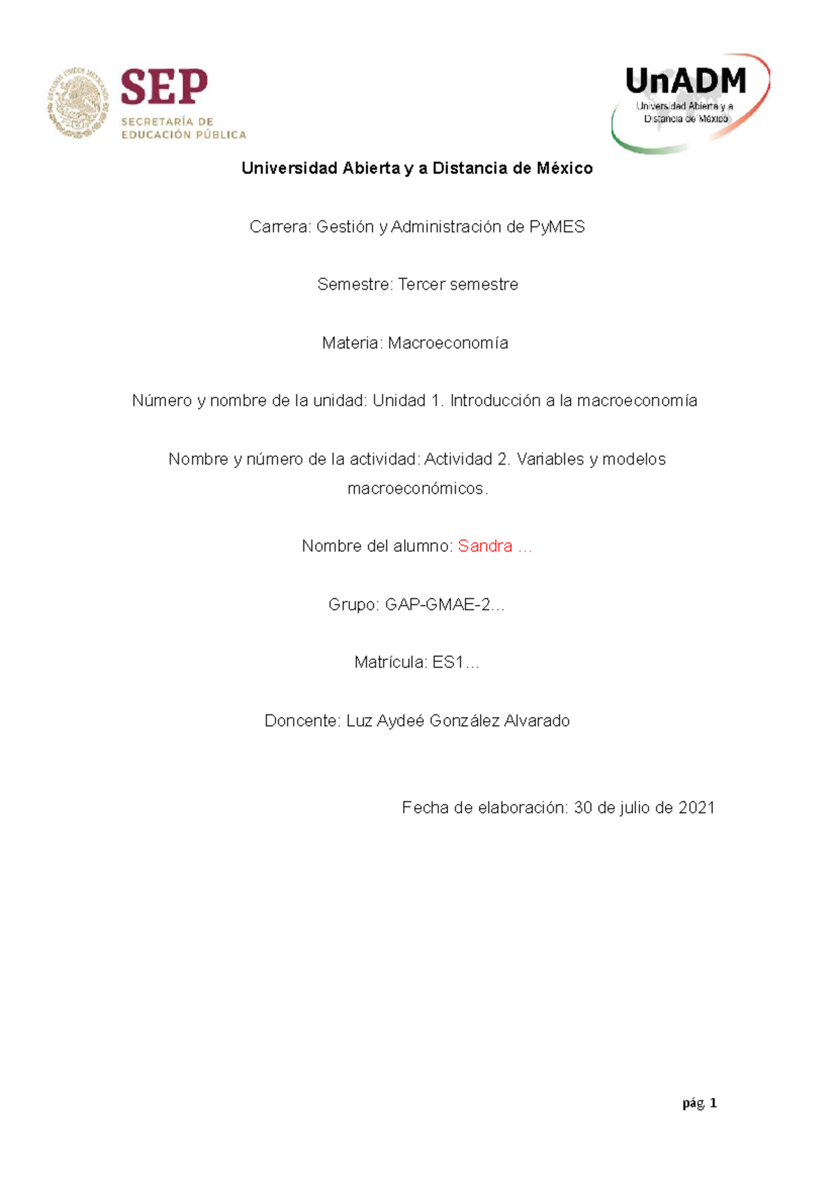 Actividad 2. Variables Y Modelos Macroeconómicos - Universidad Abierta ...