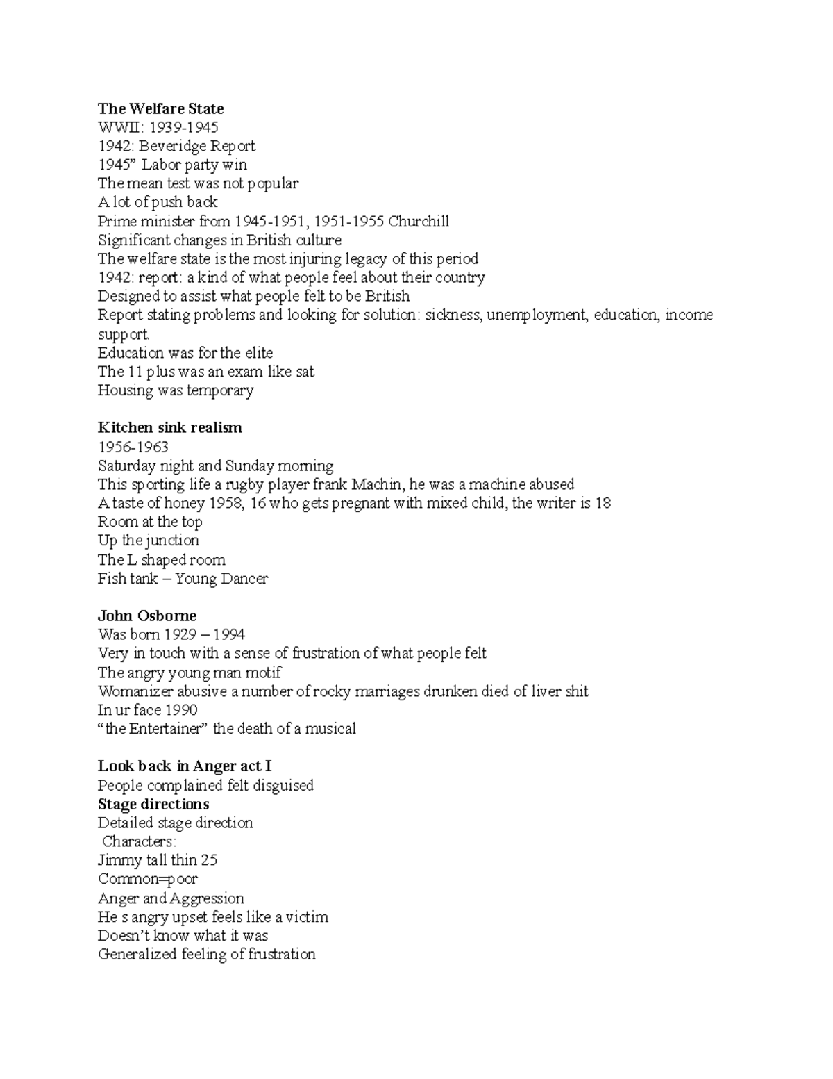 Brit Lit Exam 4 - Class notes for last exam Brit lit - The Welfare ...