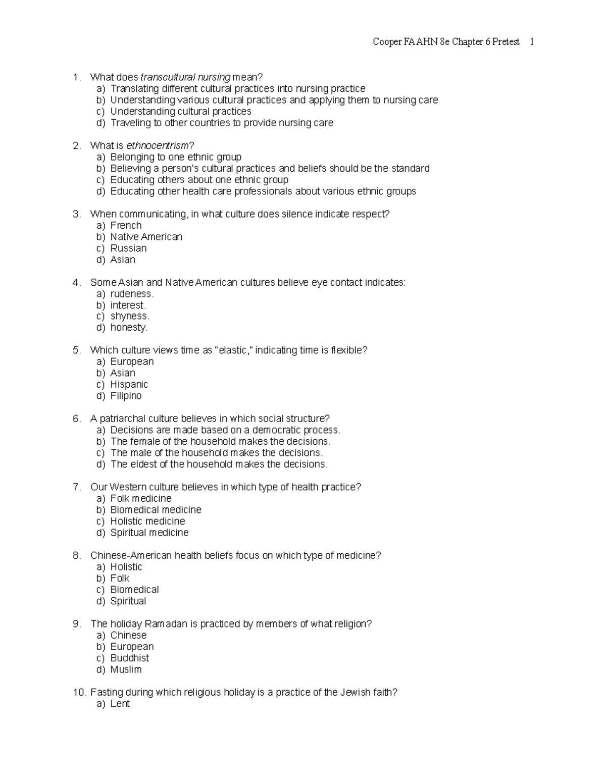 Chapter 006 - Cooper FAAHN 8e Chapter 6 Pretest 1 What Does ...