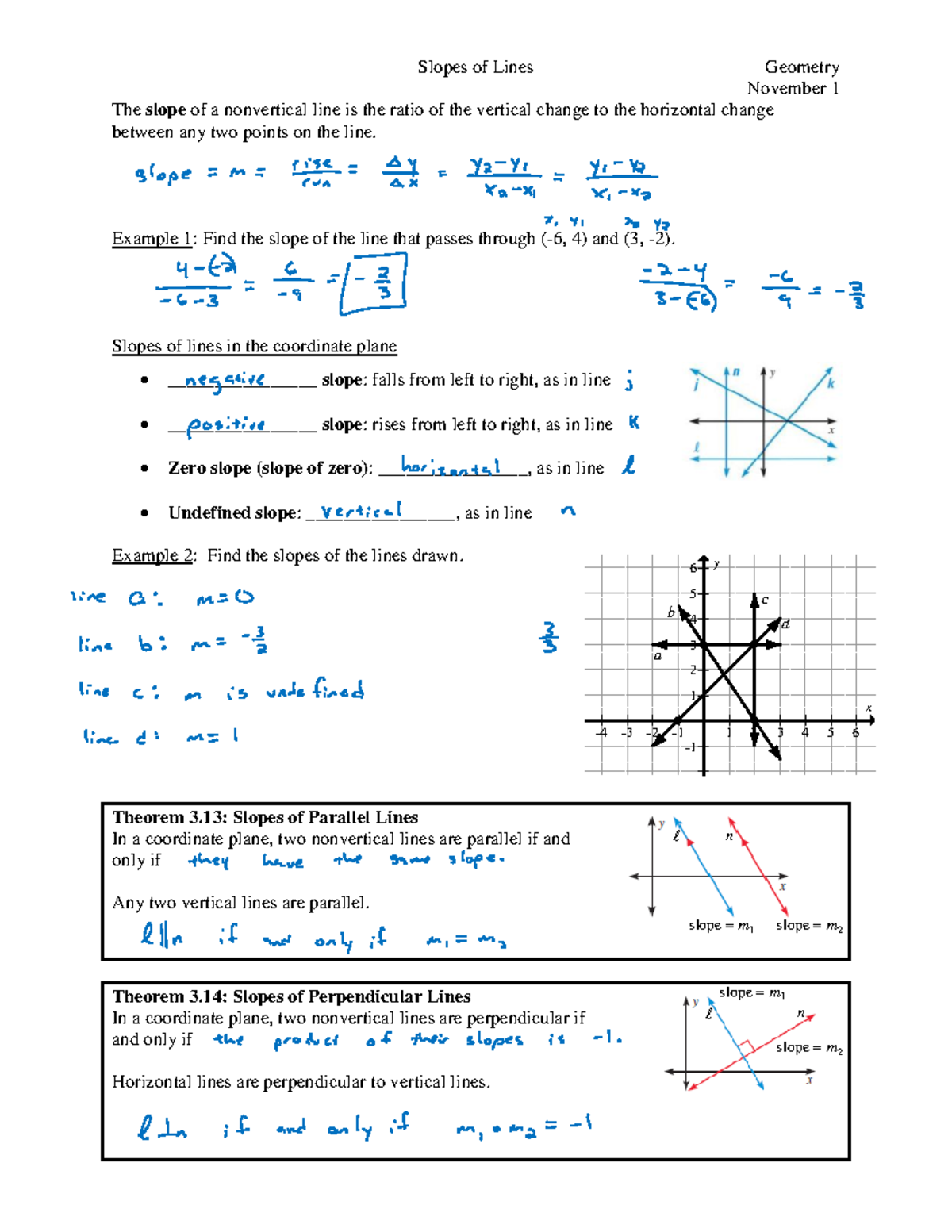 unit 3 homework 4 slopes of lines