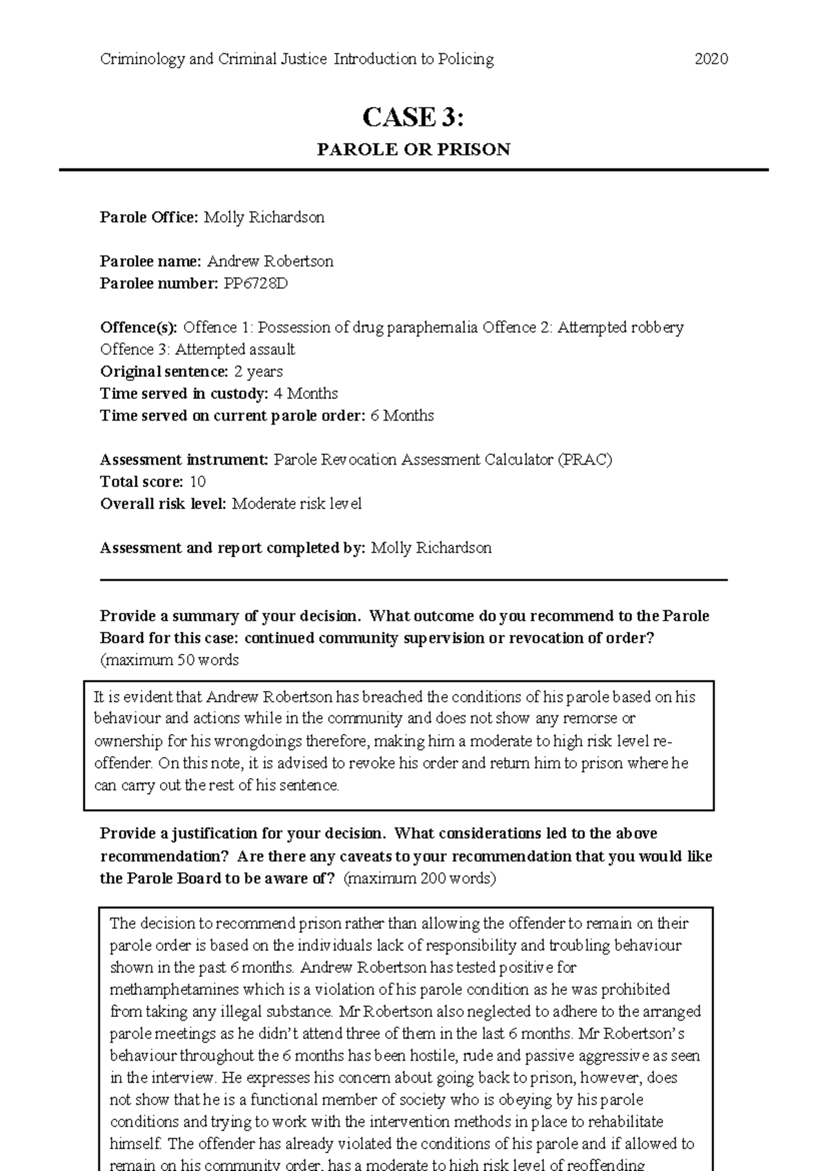 Introduction to Polcing CASE 3 - Criminology and Criminal Justice ...