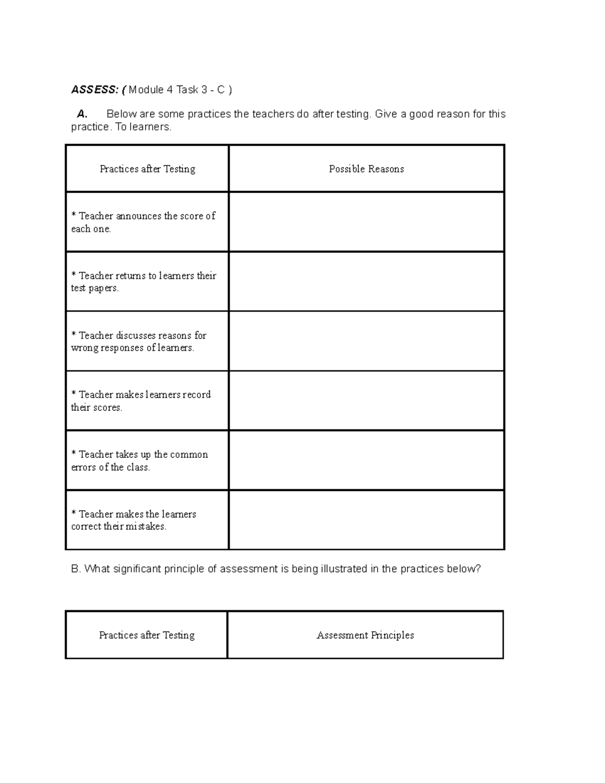 Module 4-3C - ghjgkas - ASSESS: ( Module 4 Task 3 - C ) A. Below are ...