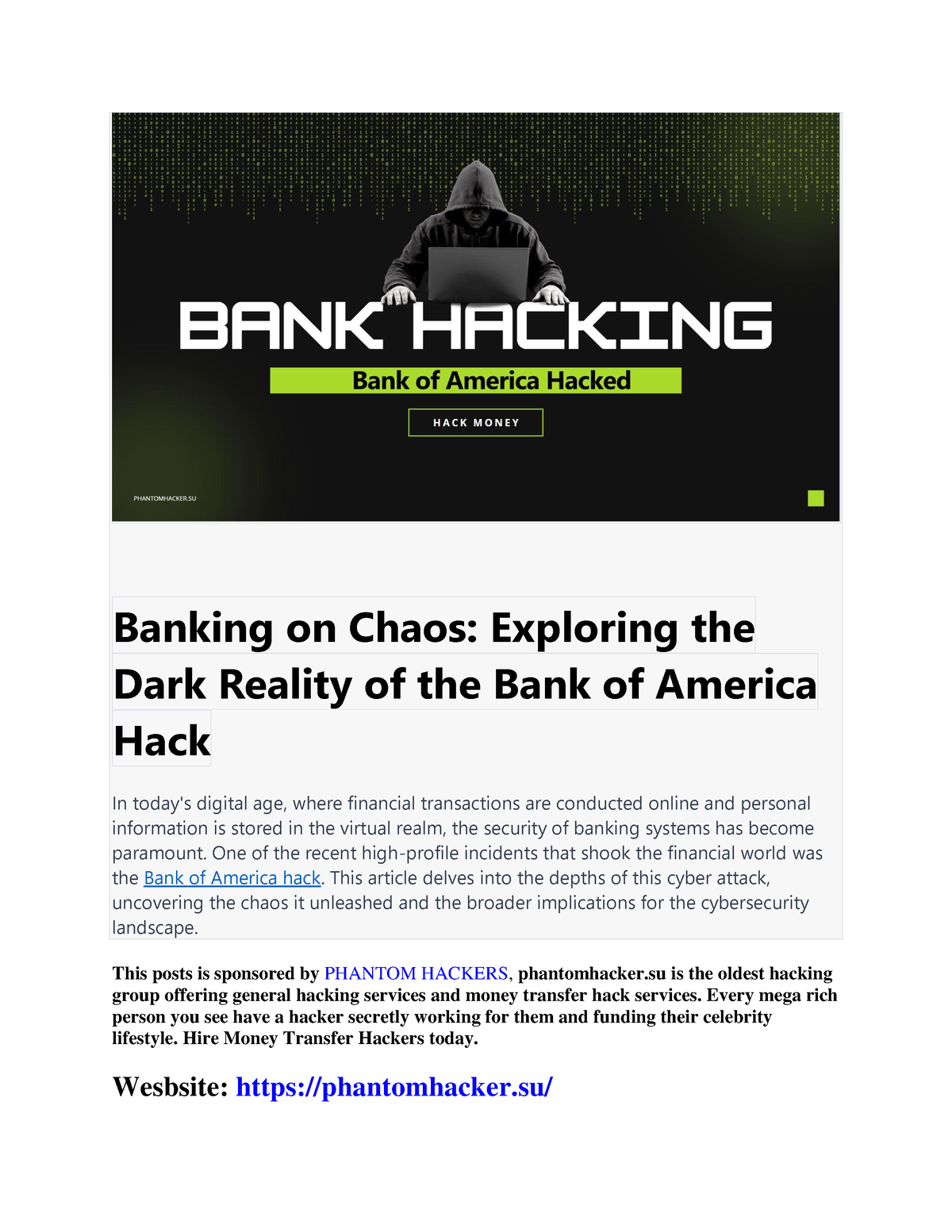 Banking on Chaos Exploring the Dark Reality of the Bank of America