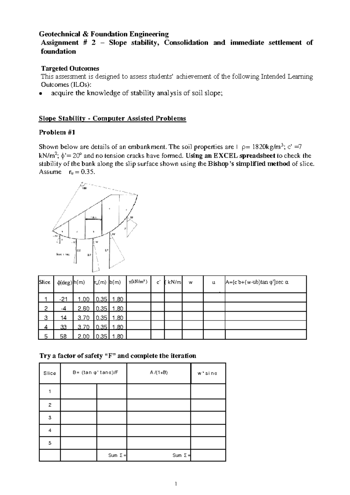 Assignment 2 slope consolidation - Geotechnical & Foundation ...