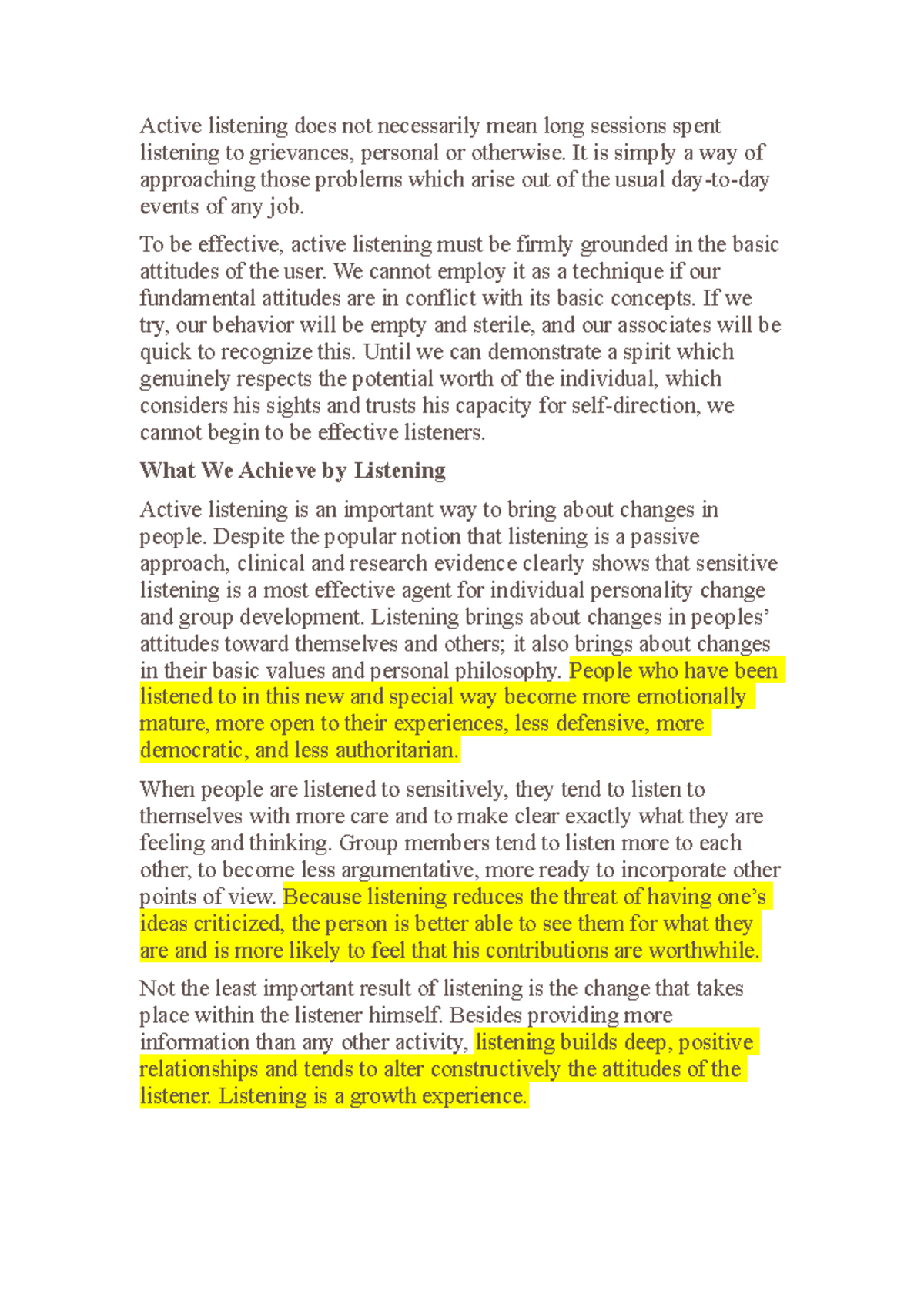Active listening - It is simply a way of approaching those problems ...