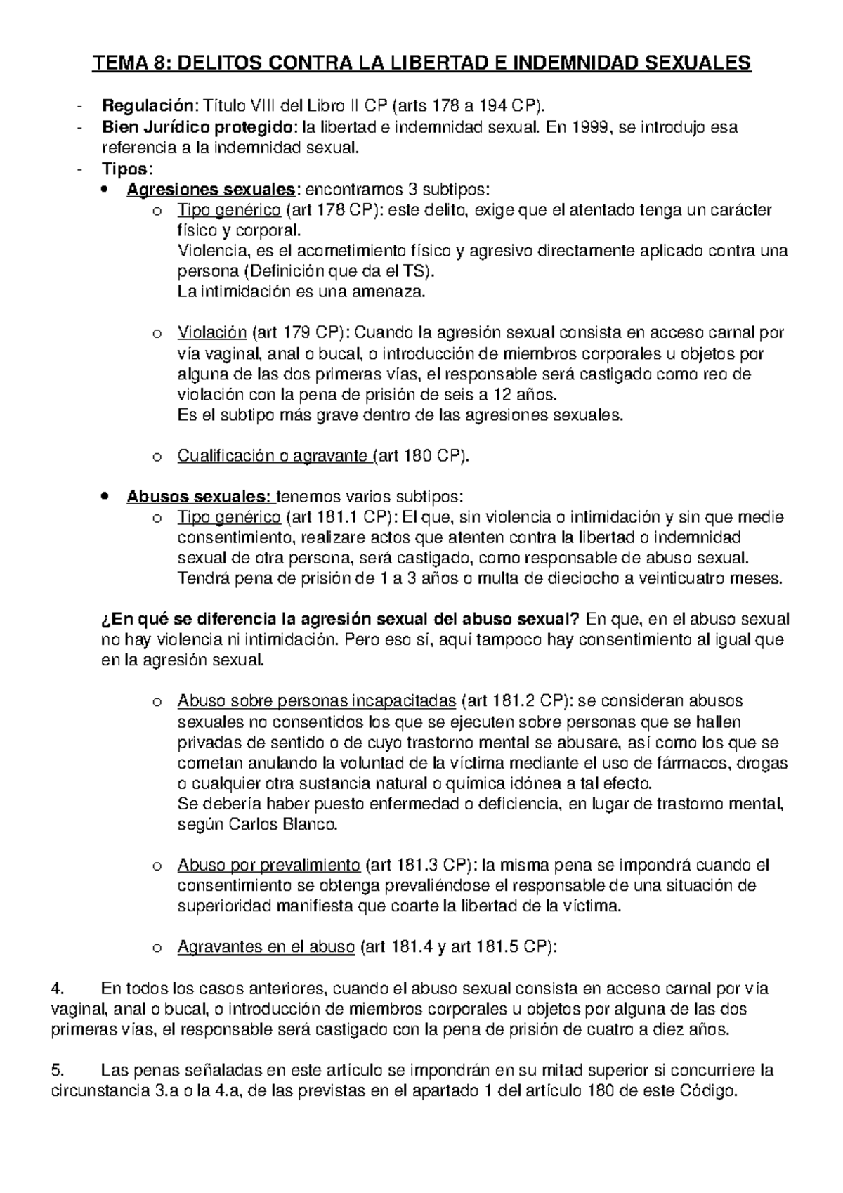 Tema 8 Tema 8 Delitos Contra La Libertad E Indemnidad Sexuales Regulación Título Viii Del 8277