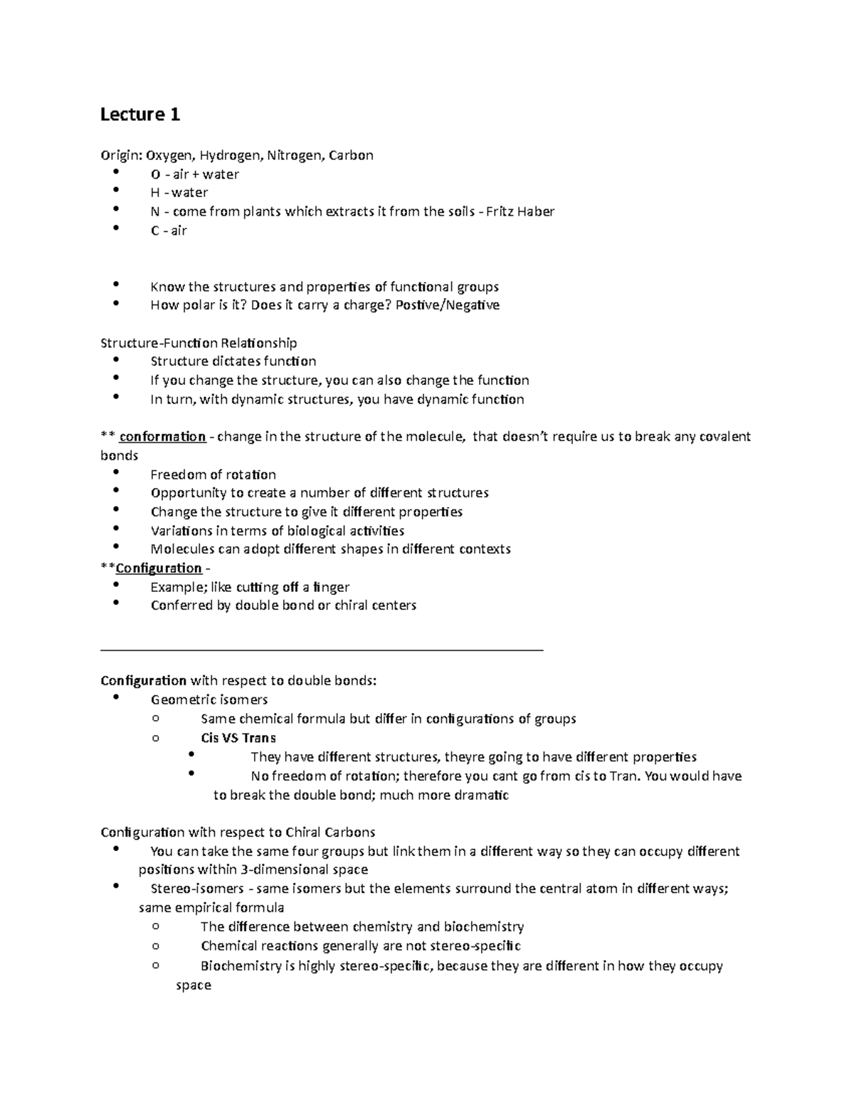 Biomolecules midterm notes for bmsc200 Lecture 1 Origin Oxygen