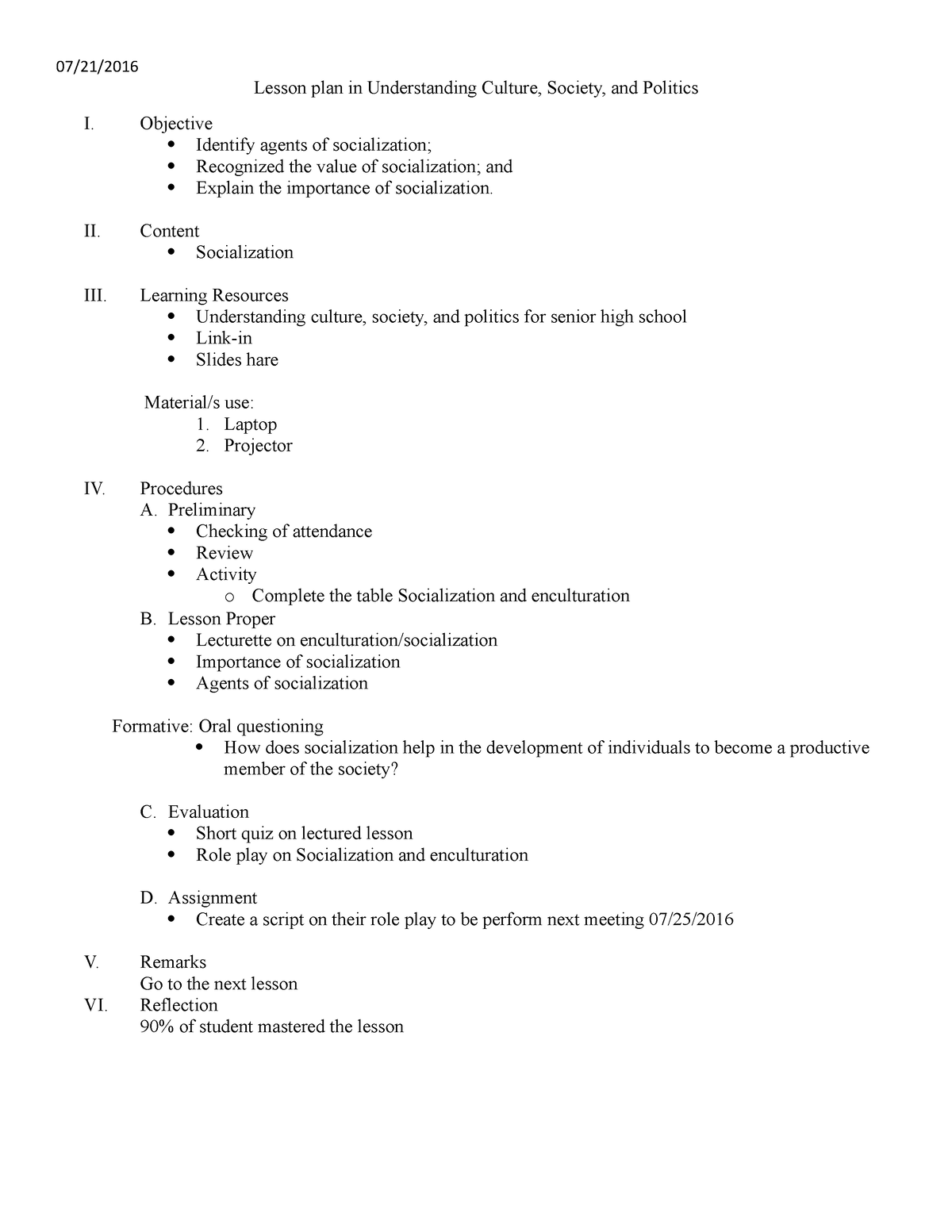 Lesson plan10 - education is the key - 07/21/ Lesson plan in ...