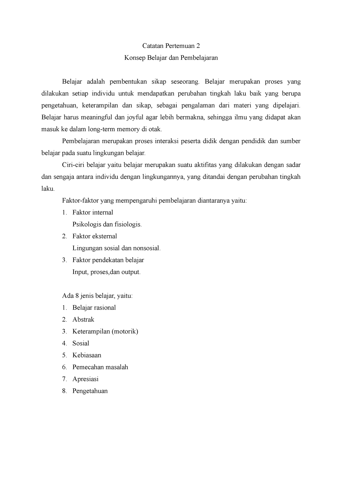 Pertemuan 2 - Catatan Selama Perkuliahan - Catatan Pertemuan 2 Konsep ...