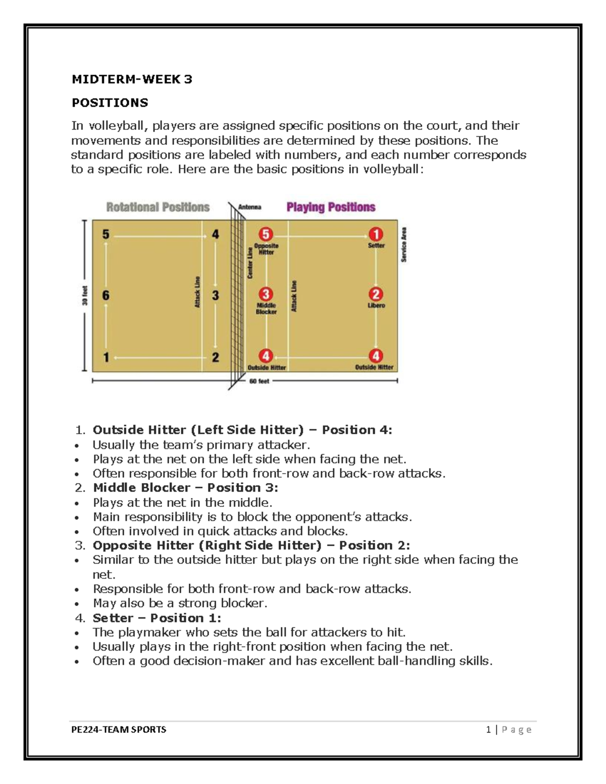 Midterm-WEEK3-PE224 - TEAM SPORTS - PE224-TEAM SPORTS 1 | P a g e ...
