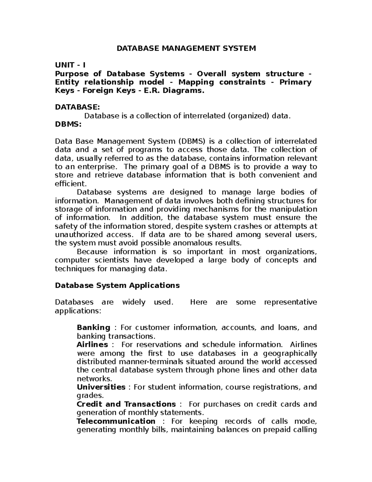 Database Management System draft module - DATABASE MANAGEMENT SYSTEM ...