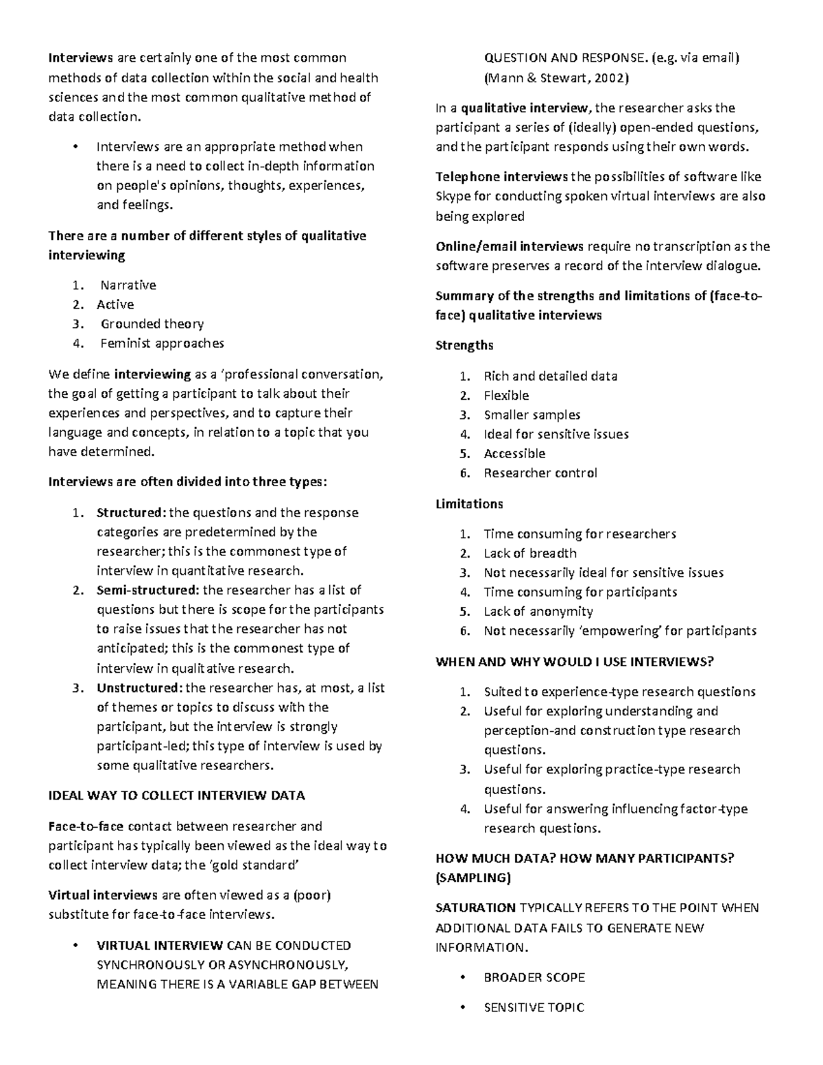Interview Notes - Interviews are certainly one of the most common ...