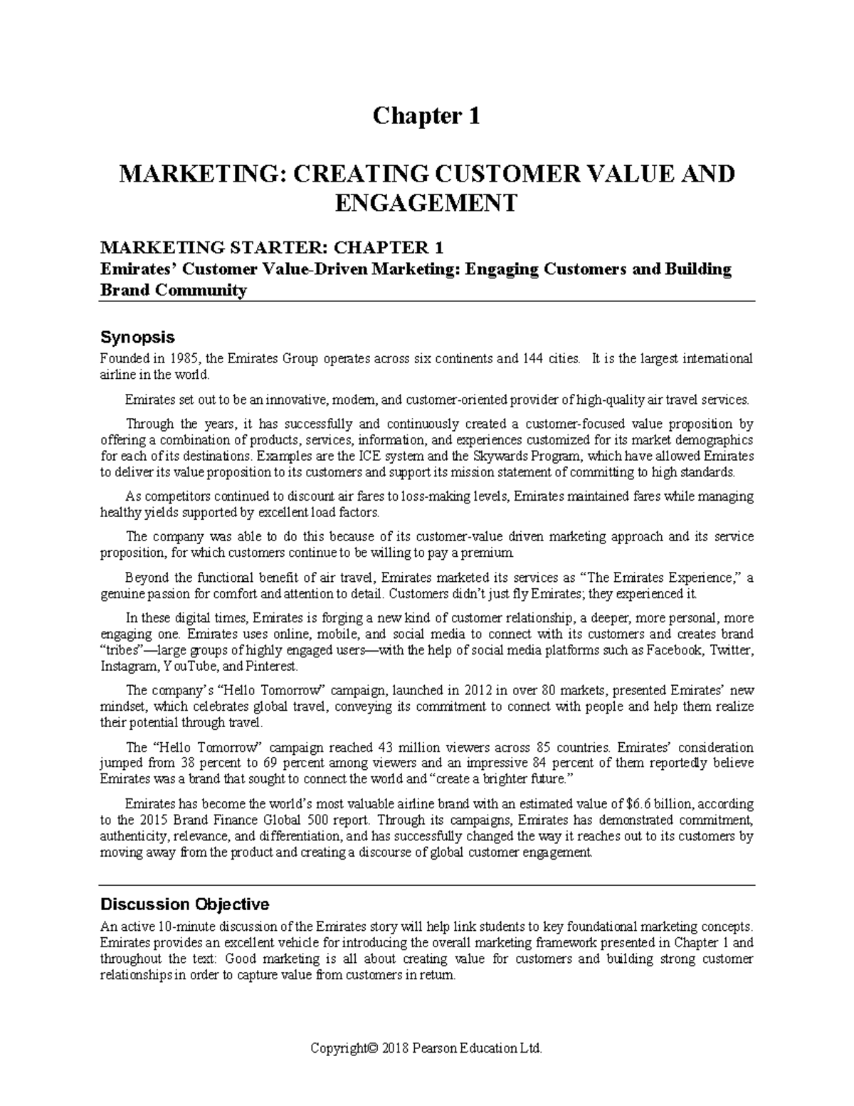 1. Kotler Chapter 01 - Chapter 1 MARKETING: CREATING CUSTOMER VALUE AND ...