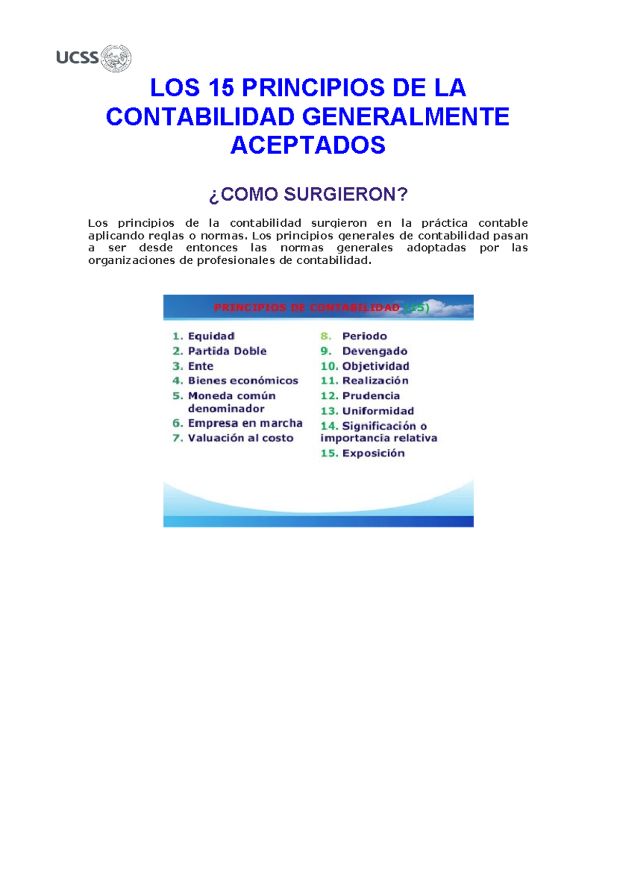 LOS 15 Principios DE LA Contabilidad Generalmente Aceptados 20 DE ...