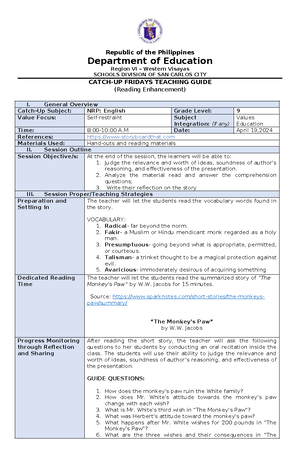 CSF Form 1 Training Seminar Evaluation Questionnaire - BSED English ...