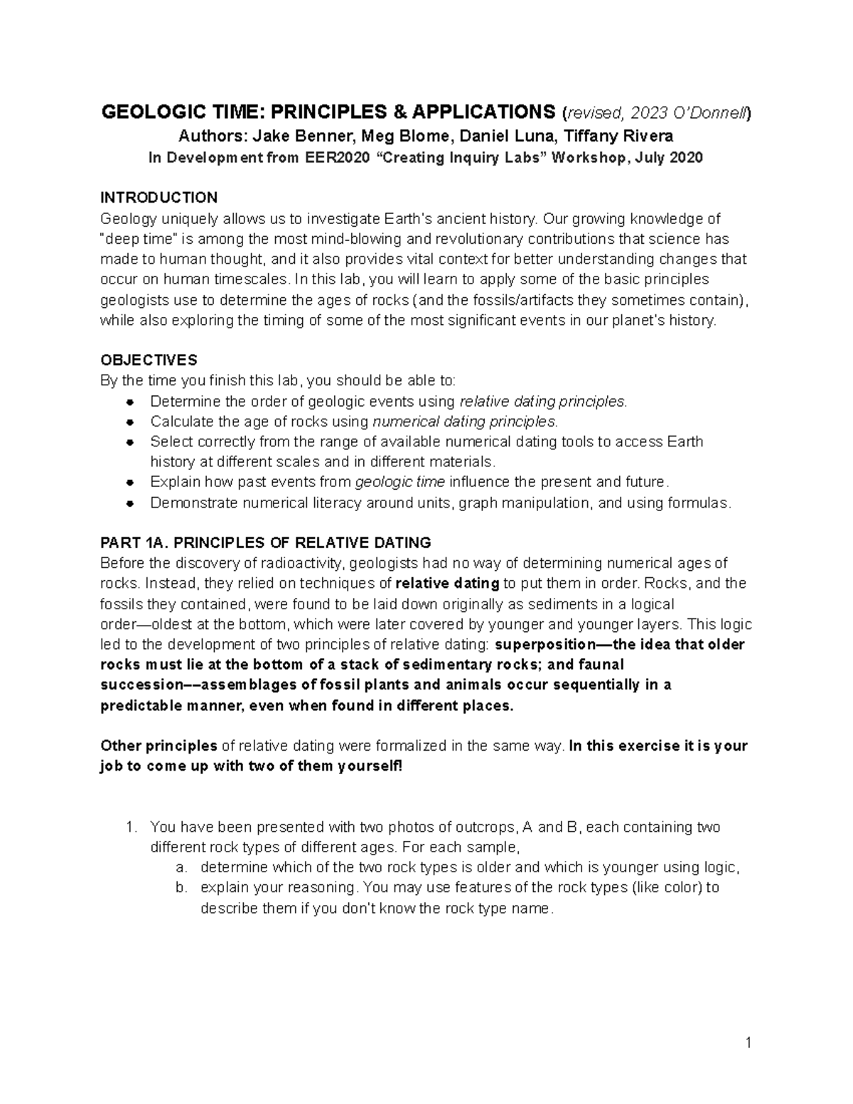 Geologic Time, Principles (v2 - GEOLOGIC TIME: PRINCIPLES ...