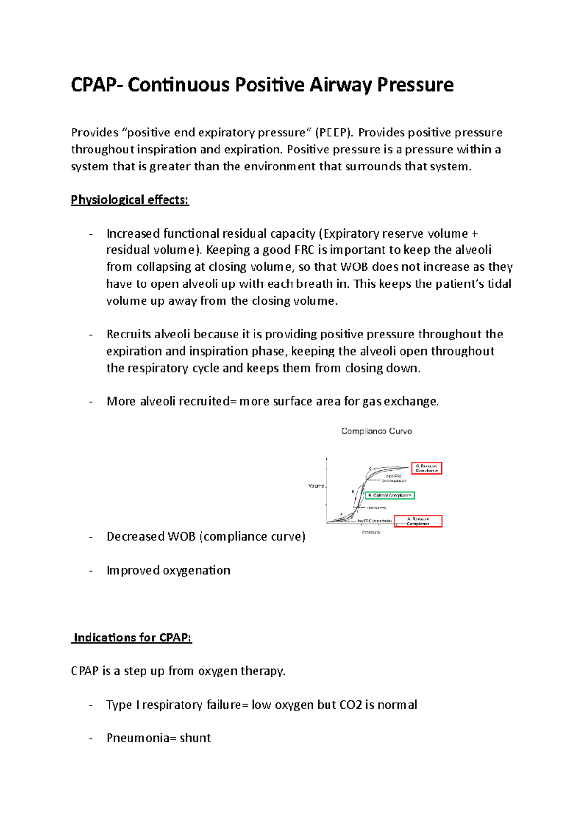 CPAP - CPAP - CPAP- Coninuous Posiive Airway Pressure Provides “posiive ...