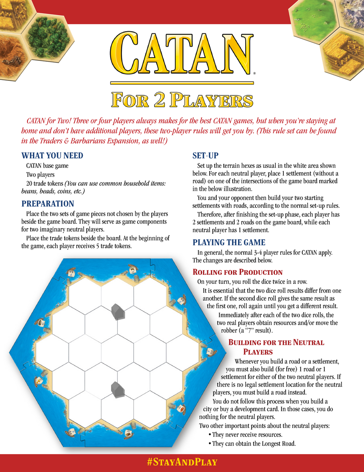 star trek catan 2 player rules