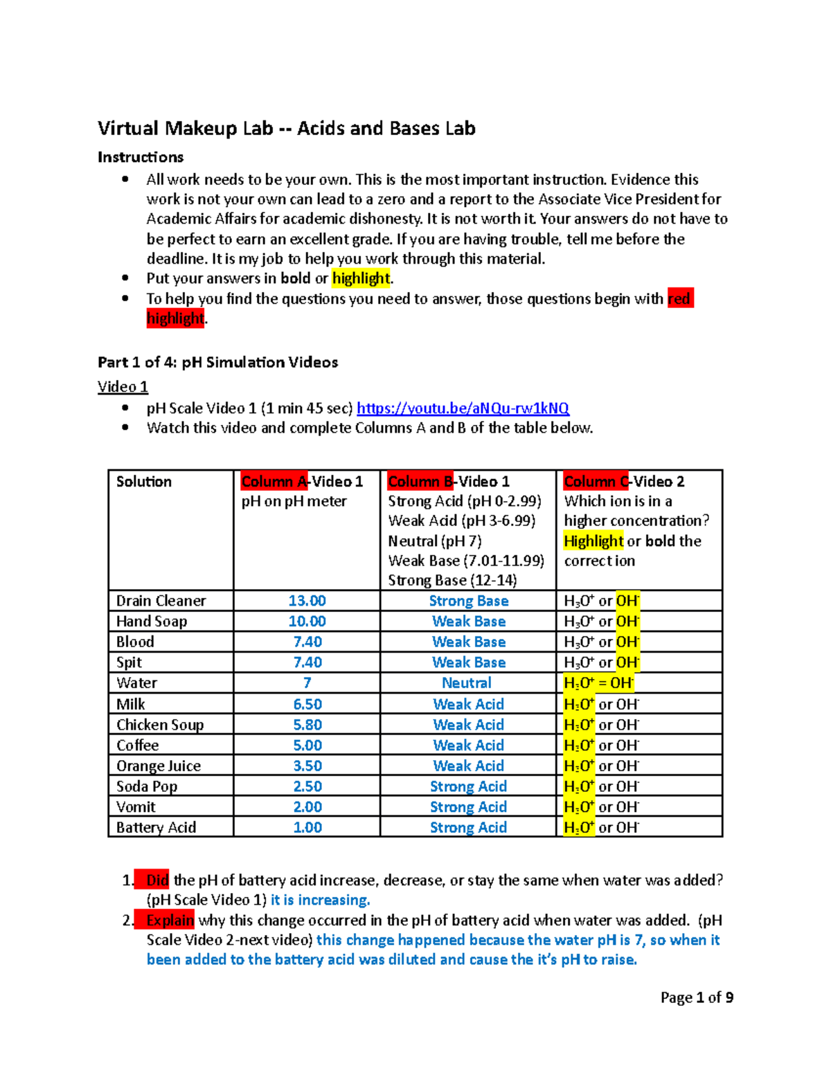 Makeup Lab Acids Bases and Bonds Virtual Makeup Lab Acids and Bases