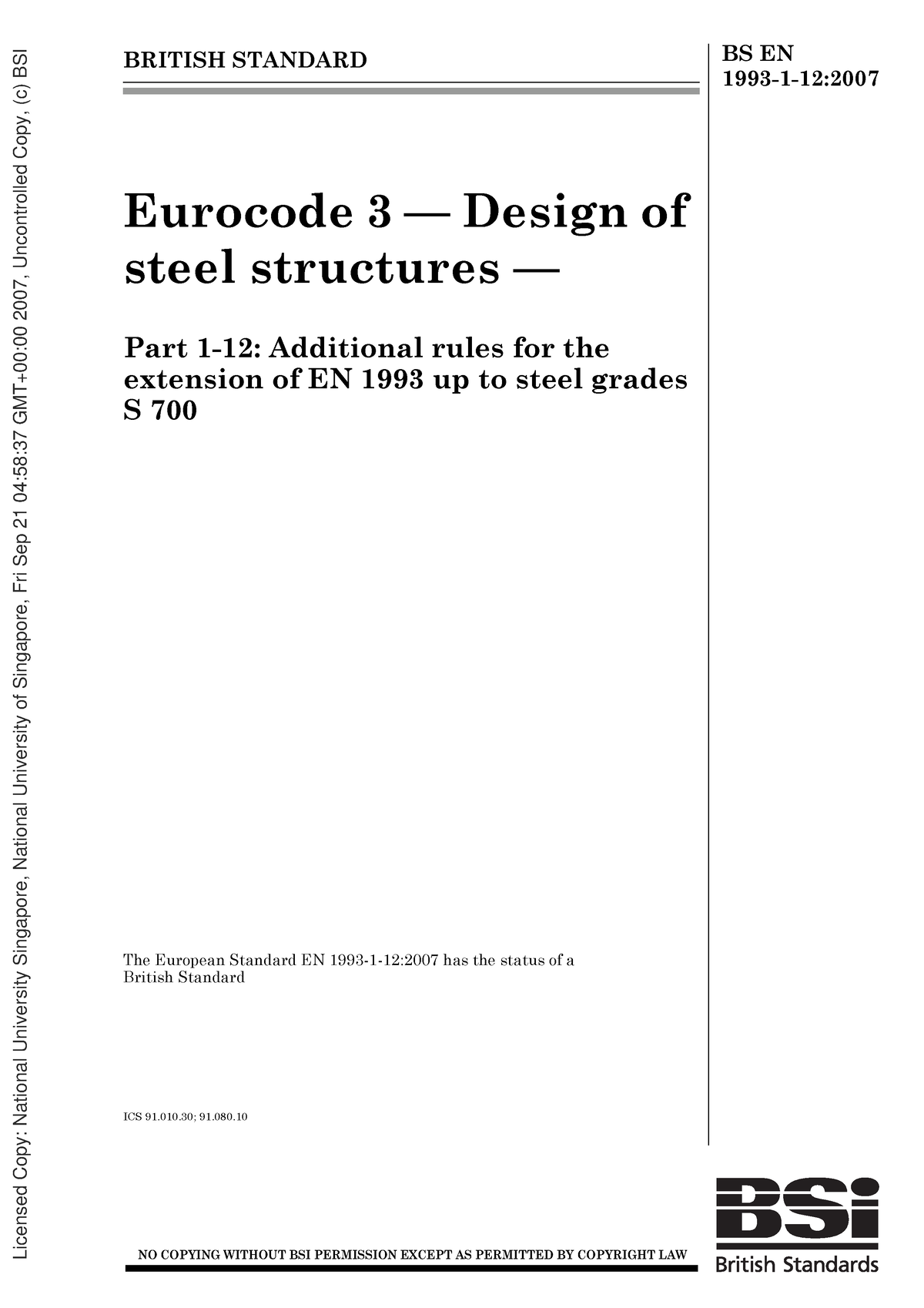 BS EN 1993-1-12 Additional Rules EN1993 S700 - BRITISH STANDARD BS EN ...