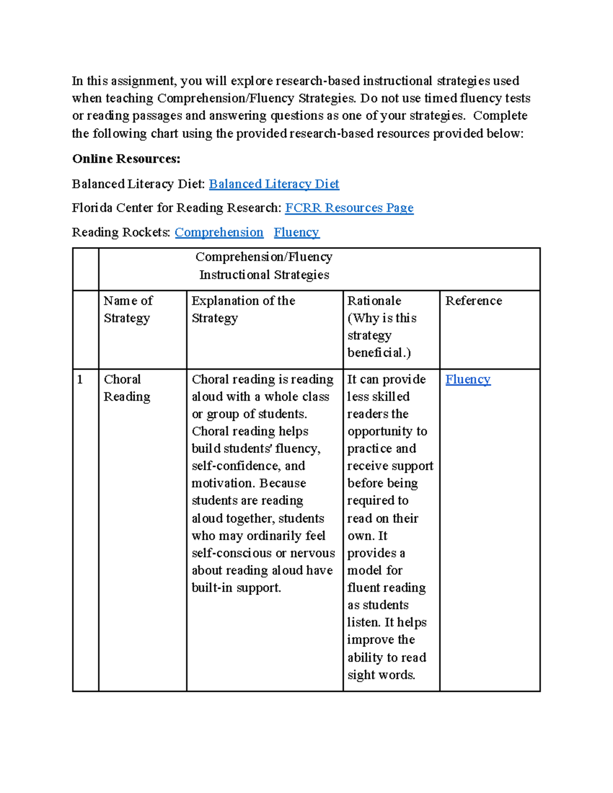 Comprehension and Fluency Strategies - Do not use timed fluency tests ...