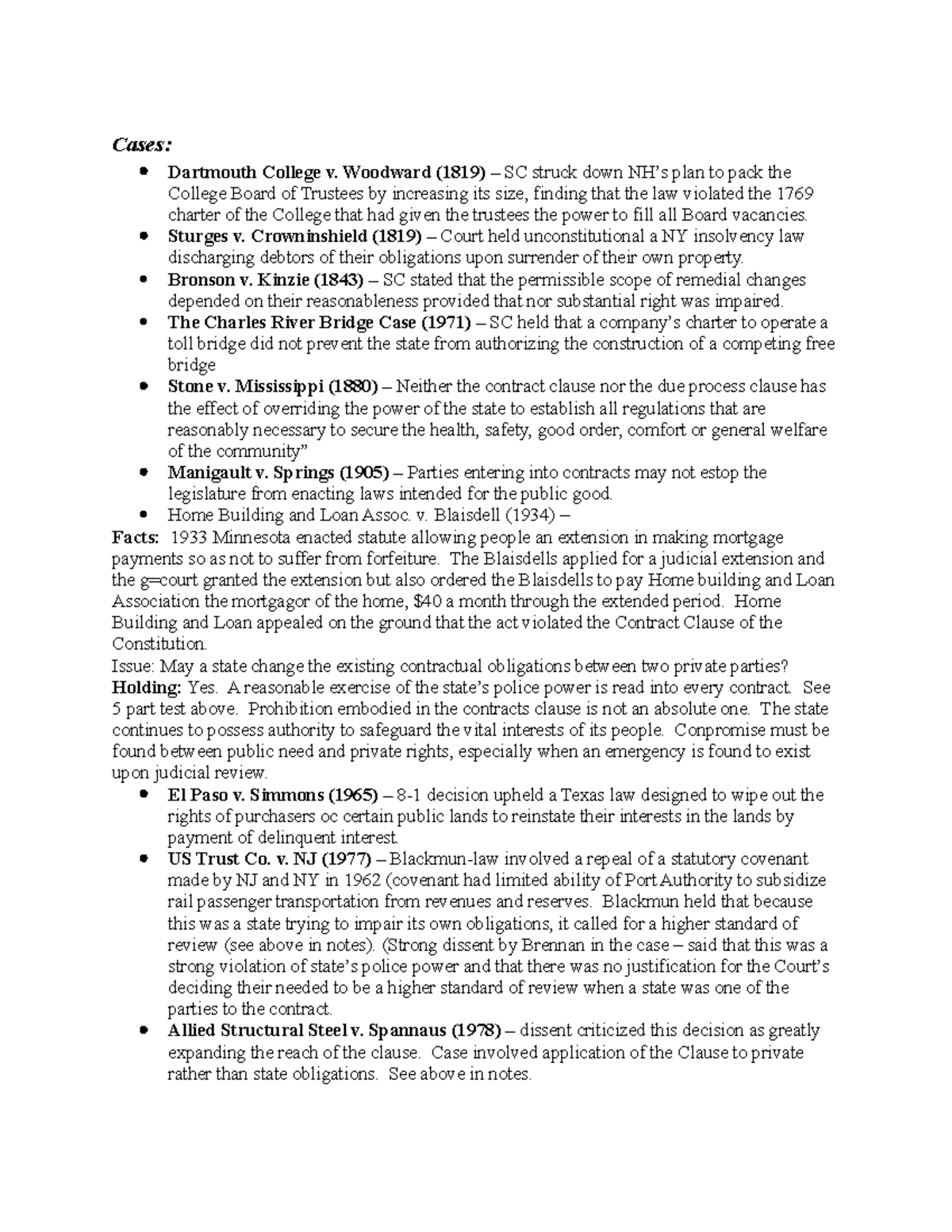 Criminal Law Prof. Bradley 2 Cases Dartmouth College v. Woodward