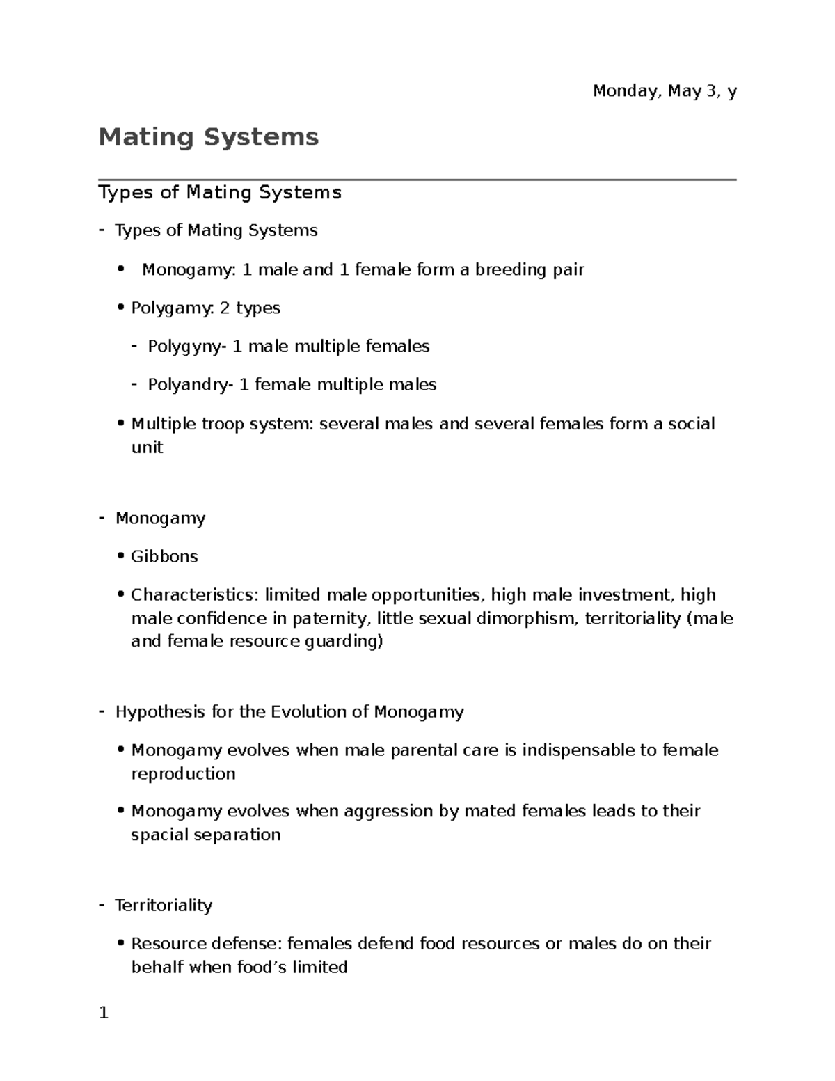 Mating Systems - Studocu